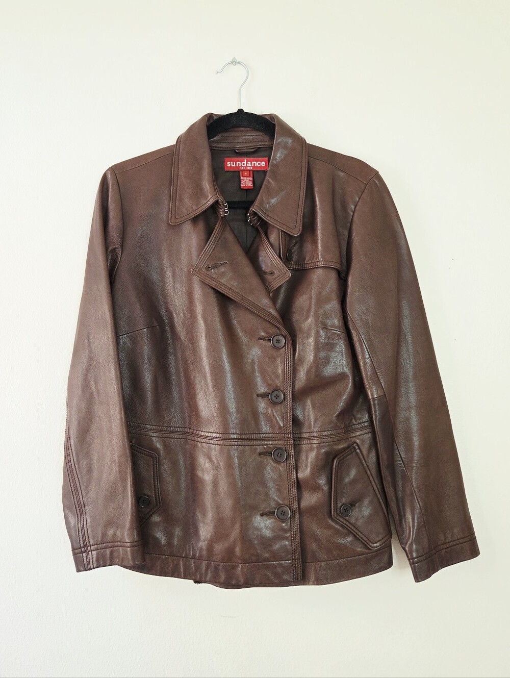 Vintage Sundance Leather Jacket Women’s Size 6 Dark Chocolate Brown